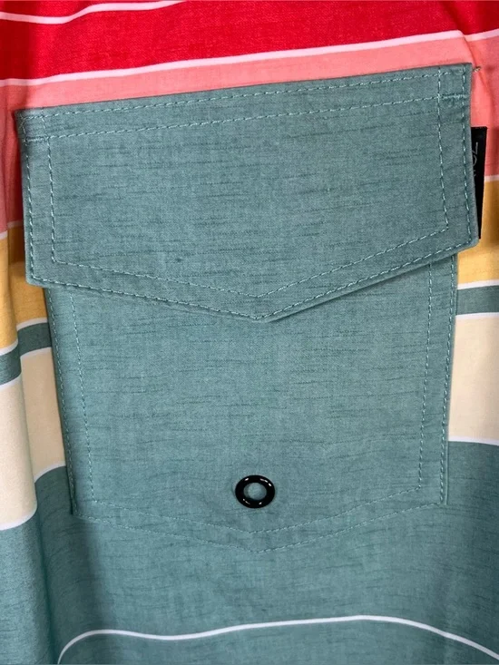 Ezekiel Men's Stripe Board Shorts Mint Green/Multicolor Stripes 34 Beach Pool - Picture 7 of 8